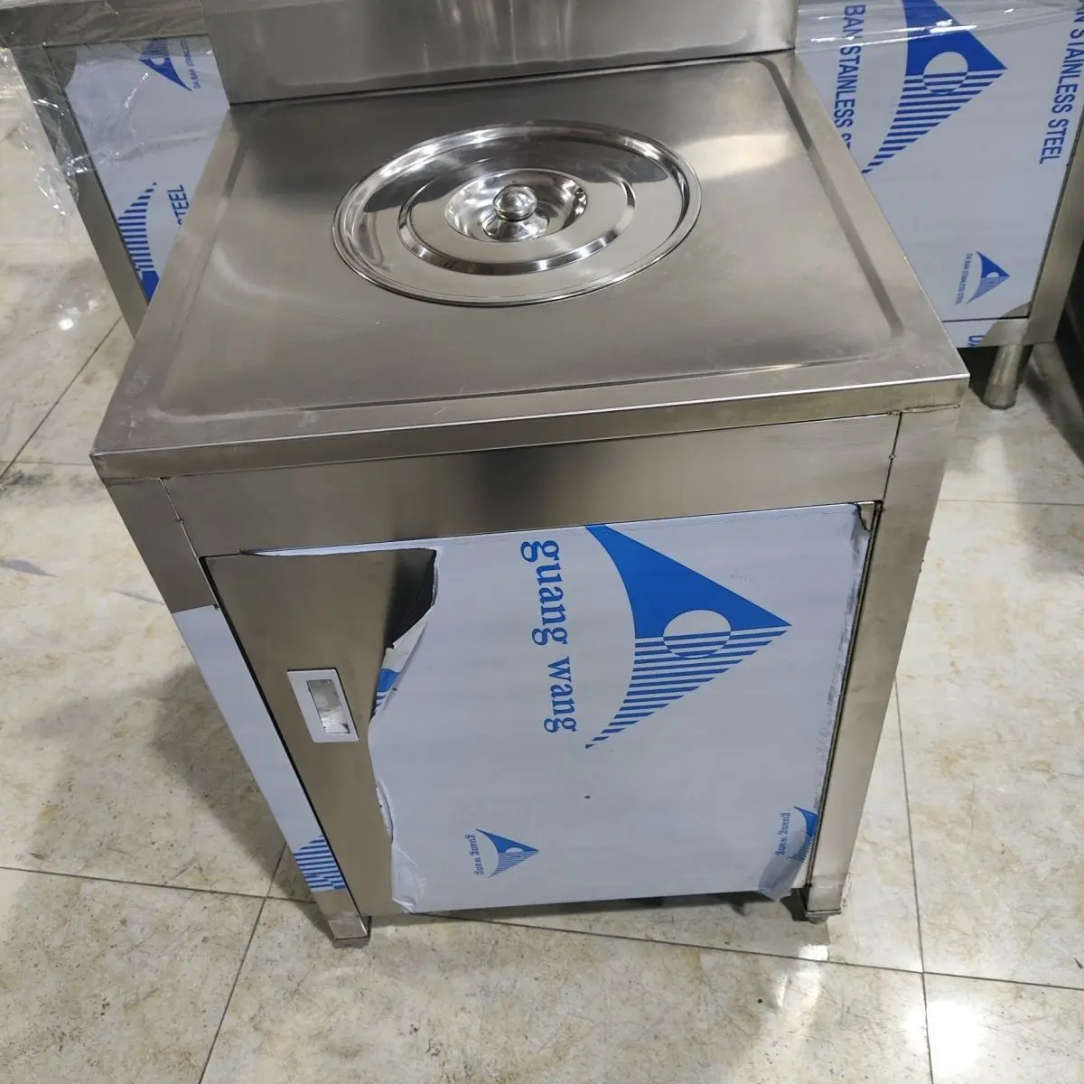Stainless Steel Waste Trolley with Wheels, Kitchen Garbage Recycling Cart for Restaurant & Canteen 5