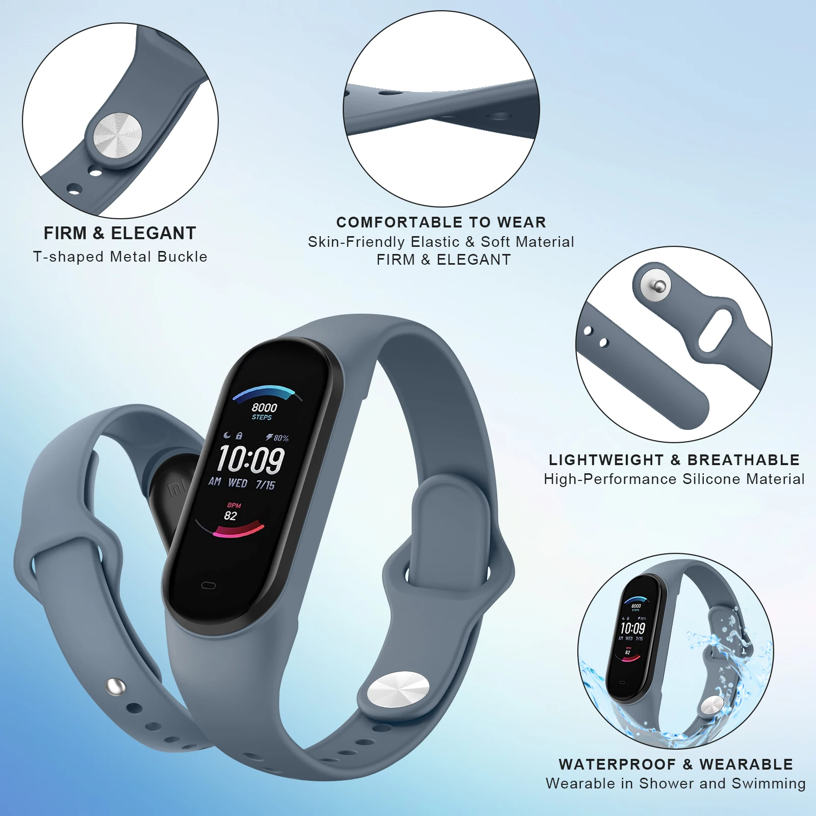 For Xiaomi Mi Band 5 6 Band Silicone Strap Wristband Watchband for Xiaomi Mi Band 5 6 Miband 5 6 Strap Xiaomi Smartwatch Mi6 Mi5