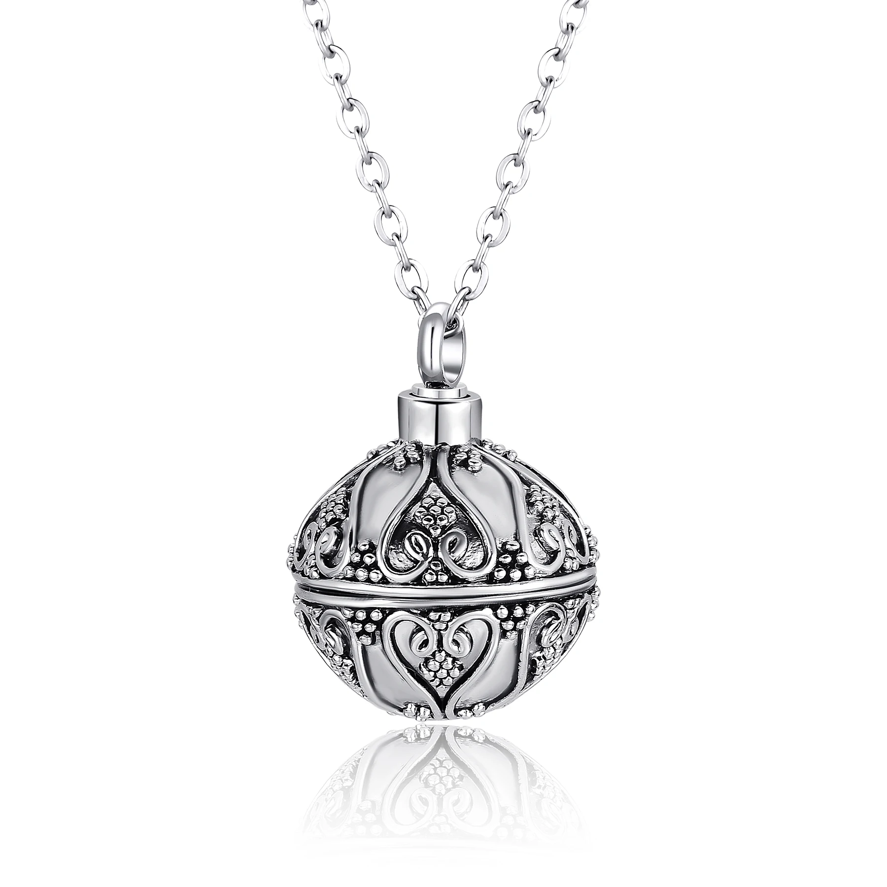 Retro Ball Cremation Ashes Necklace Jewelry Memorial Keepsake Ashes Urn Pendant