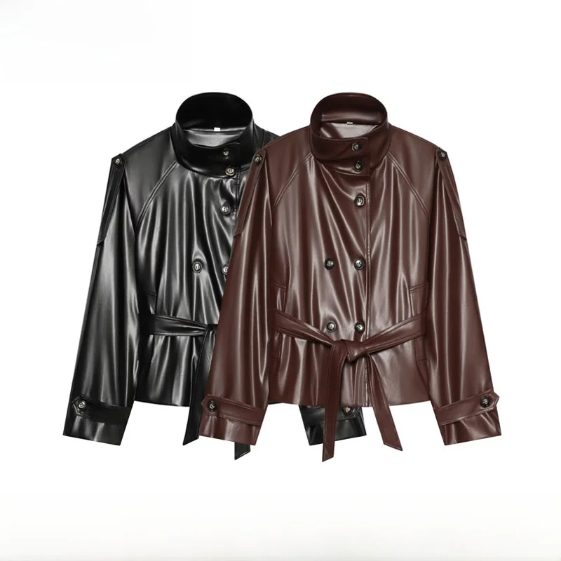 Early Autumn New Fashionable Versatile Jacket Outerwear Women's Standard Style Polyester Fiber Long Sleeve with Belt