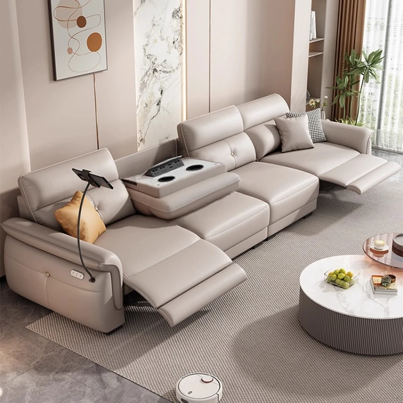 Functional sofa living room Modern leather electric sofa Adjustable smart space capsule Small apartment light luxury sofa