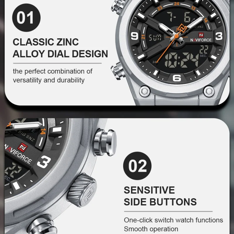 Dual Display Waterproof Men's Watch with Gift Box