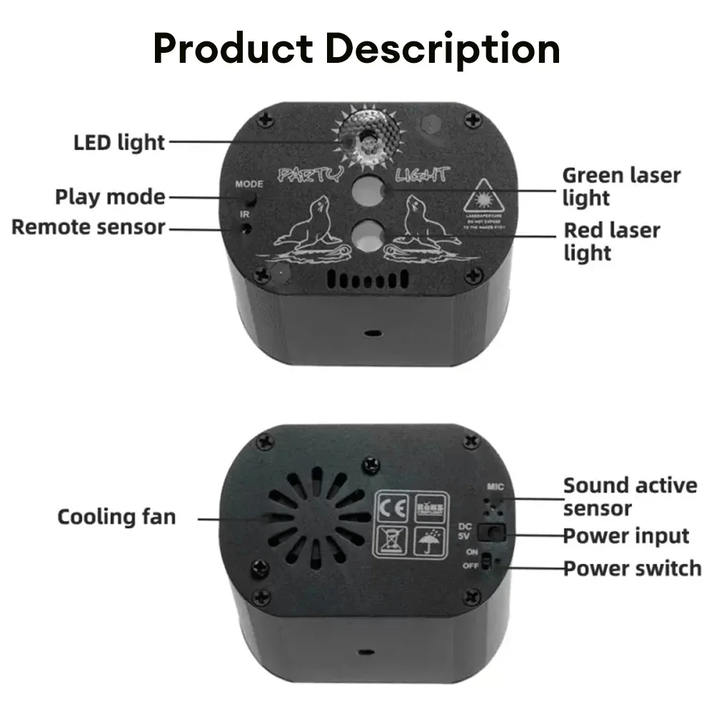 Imagem -05 - Mini dj Disco Light Controle de Voz Efeito de Iluminação de Palco Projetor Laser Usb Lâmpada Estroboscópica para Home Dance Floor Festa 60 Padrões