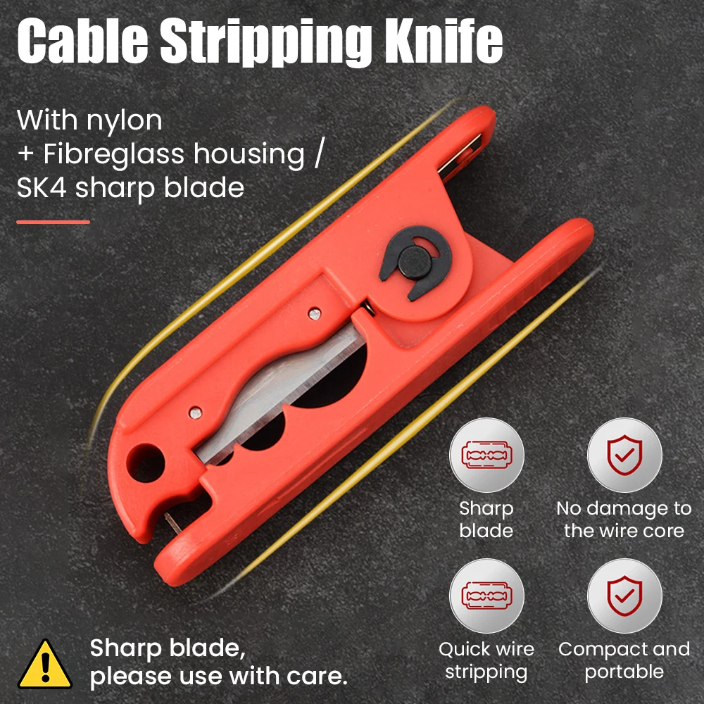 IWISS ICP-240 Cable Stripper for AWG 12 to 4/0  Round Cables Radial Wire Stripper with 2 Extra Blades Cable Jacket Stripper Tool