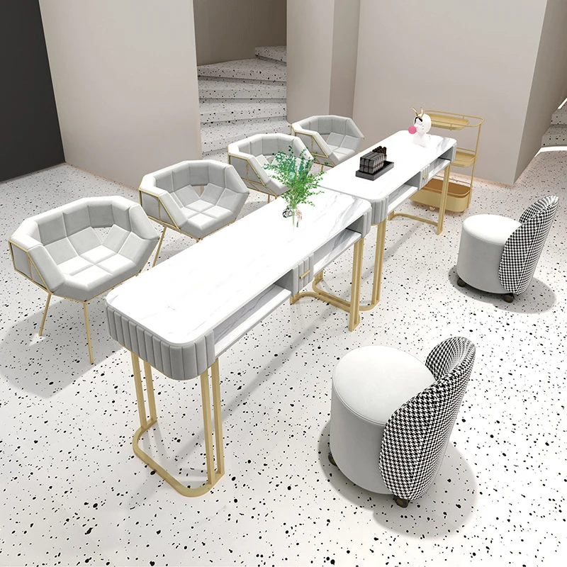 

Cheap Salon Furniture Double Nail Technician Table Nails Desk and Chair Sets with Dust Collector