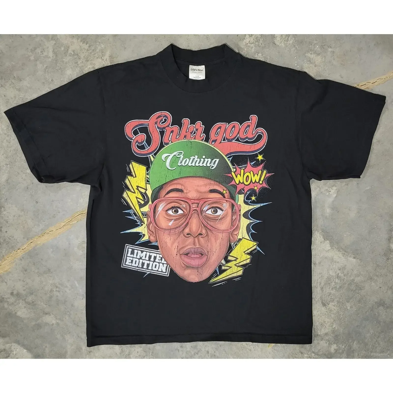 Shaka Wear Snkr God Limited Edition Steve Urkel Call Me Black T Shirt Size Large vintage Washed Soft designer clothes Versatile