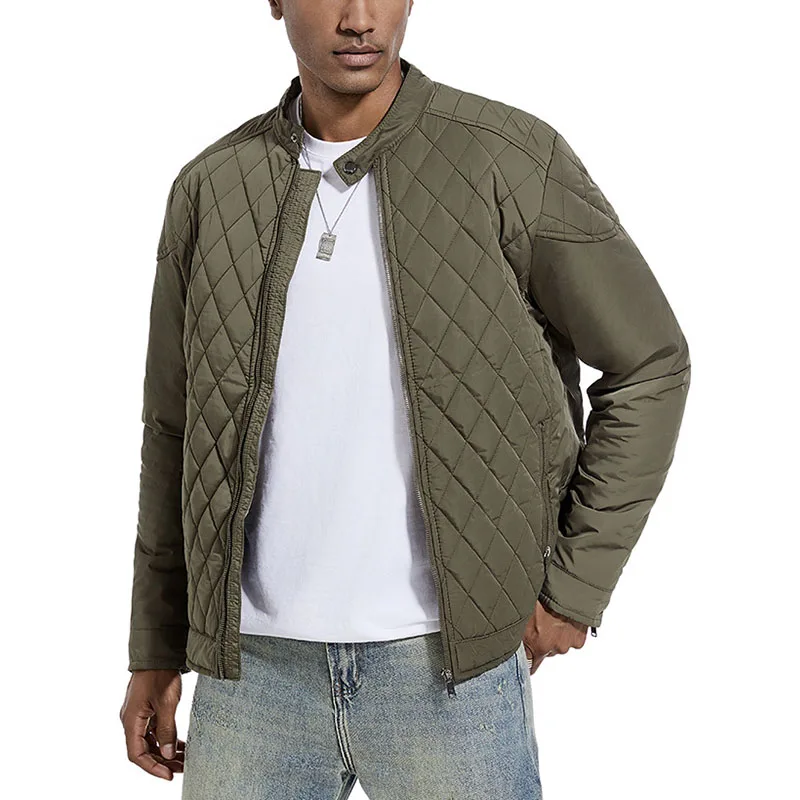 秋冬メンズスタンドカラーパーカー厚く暖かい綿入りコート無地男性ヴィンテージスリムアウターボンバージャケット