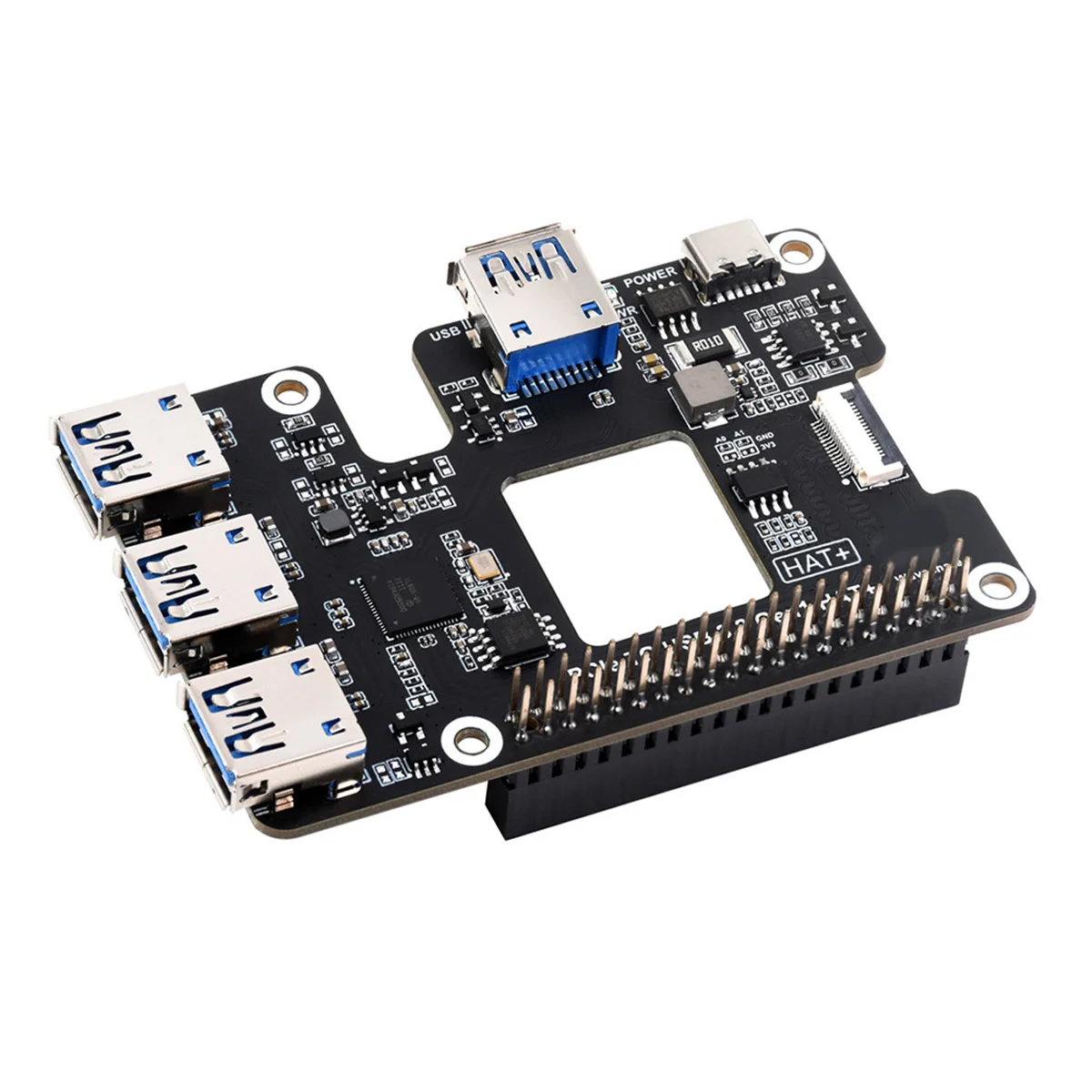 For Raspberry Pi 5 PCIe to USB 3.2 Gen1 HAT PCIe to USB HUB 4xUSB Ports Plug and Play for Raspberry Pi 5