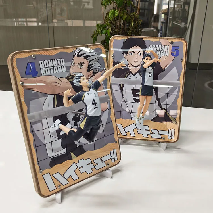 Anime Haikyuu!! Shoyo Hinata Kotaro Bokuto Tobio Kageyama Akaashi Keiji Cosplay Stereoscopic Standing Sign Decorative Picture