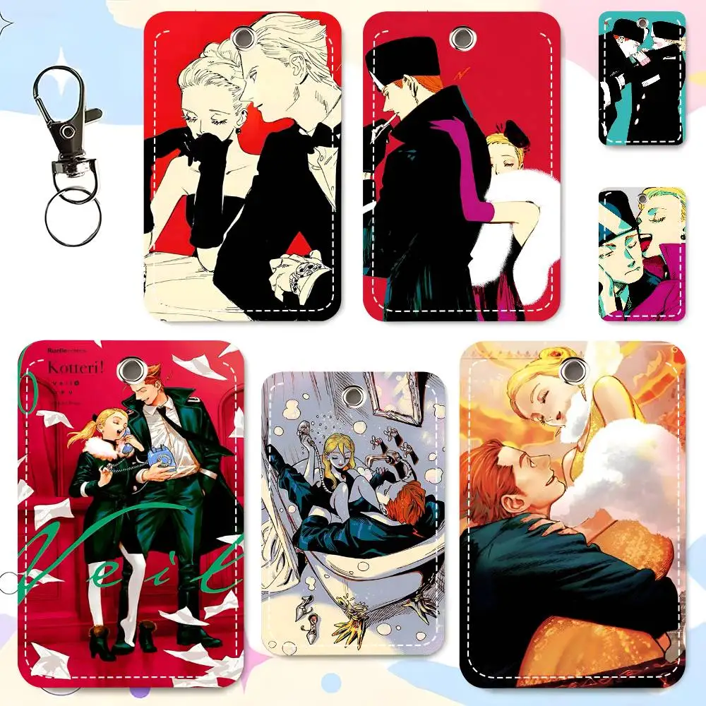1pc Emma X Aleksander Veil Manga Card Case Keychain Access Card Bag Key Tag Ring Leather Card Holder Key Ring Access