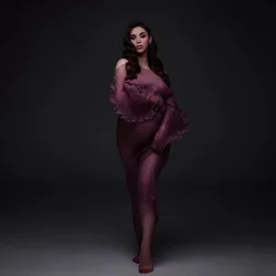 Fashion Pleated Tulle Maternity Dress for Photo Shoot Sexy See Through Pregnancy Women Gowns Sheer Illusion Baby Shower Dresses