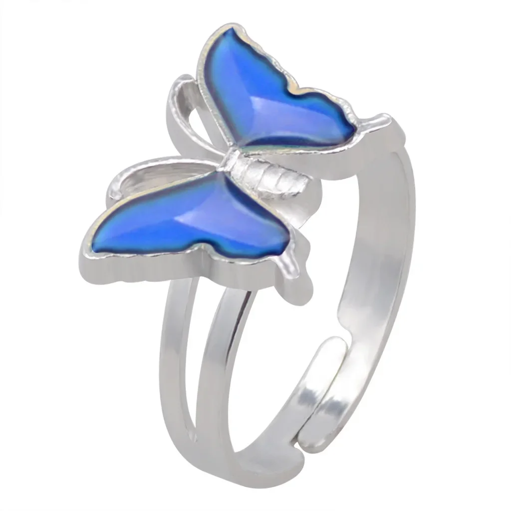 100pcs/box Mood Rings Fashion Magic Butterfly Temperature Control Color Changing Jewelry Adjustable Ring Gothic Anillos Mujer