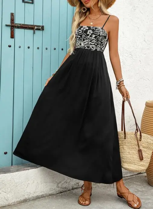 

Artistic Style 2025 Summer Women's Dress Simple Unique Fashion Spring Latest New Collection Waist Sleeveless Casual Strap Dress