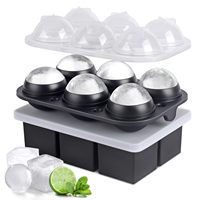 A Set 6 Round and 6 Square Ice Cube Tray with Lid Easy Release large Ice For Cocktails Whiskey Coffee
