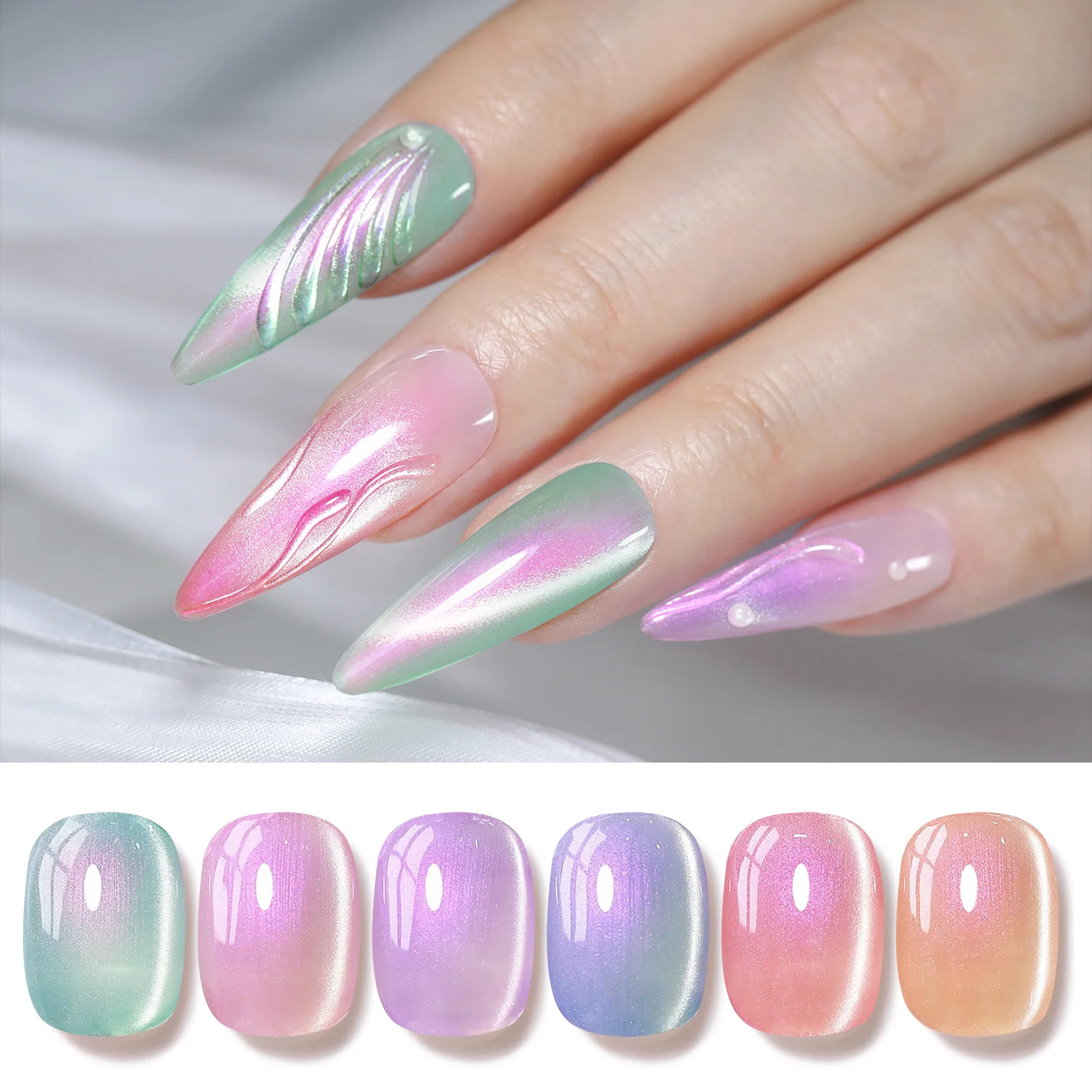

BORN PRETTY 6pcs/set Cat Magnetic Gel Nail Polish Auroras Glitter Shining Semi Permanent Soak Off UV Varnish Manicure Set Kits