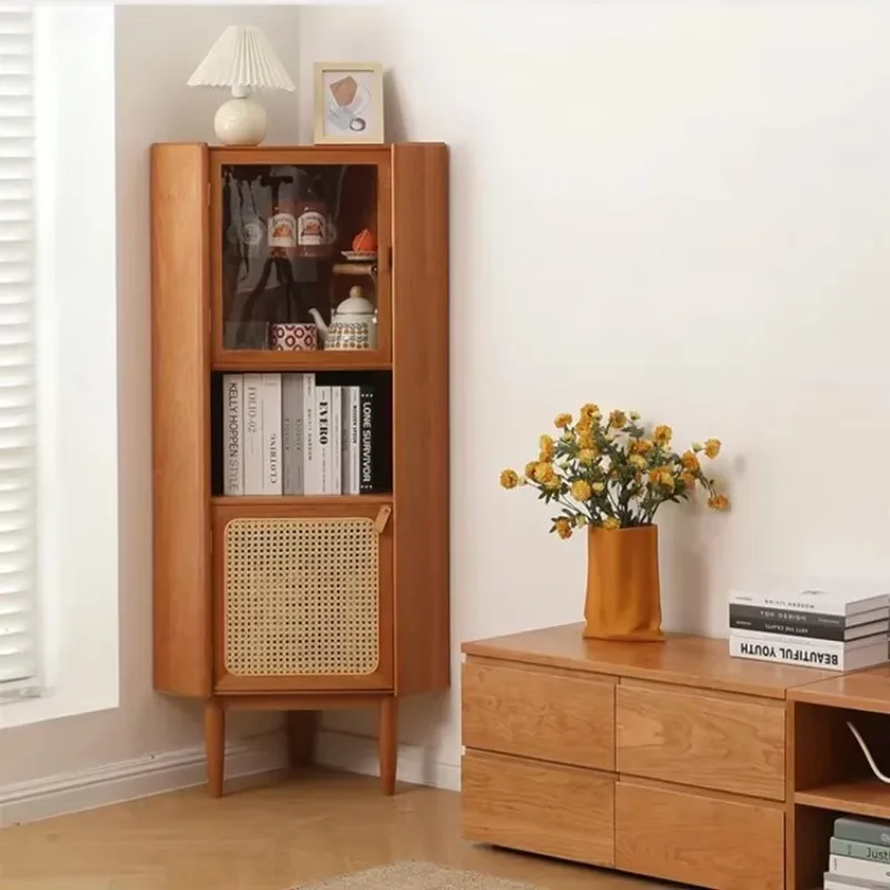 

Triangular Side Cabinet Rattan Cherry Shelf Restaurant Side Cabinet