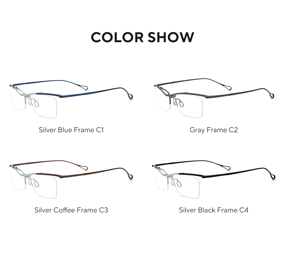FONEX Titan-Brillengestell für Herren, Markendesign, halbrandlose, quadratische Brille, japanische weiße, ultraleichte Halbrandbrille 85919 – Detail 5