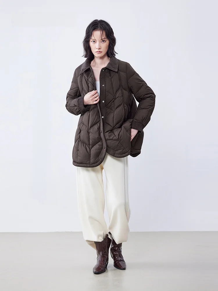 

Warmth Du down Jaet XMOOM2025 Winter New Sle Middle-Length Loose Quilted Lapel Coat for Women Commute Sle Polyester F...