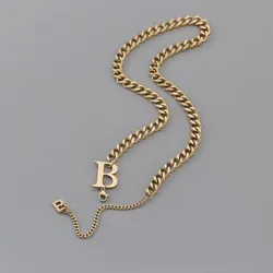 European And American Ins Personality Versatile Letter B Metal Necklace Luxury Simple Temperament Short Clavicle Chain For Women