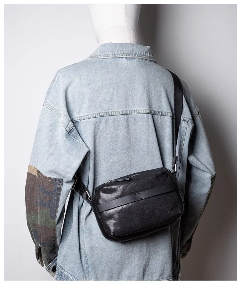 

SENOFAN High-end Men's Mini Leather Single Shoulder Crossbody Bag Top-grain Cowhide Phone Case Casual Lightweight Backpack