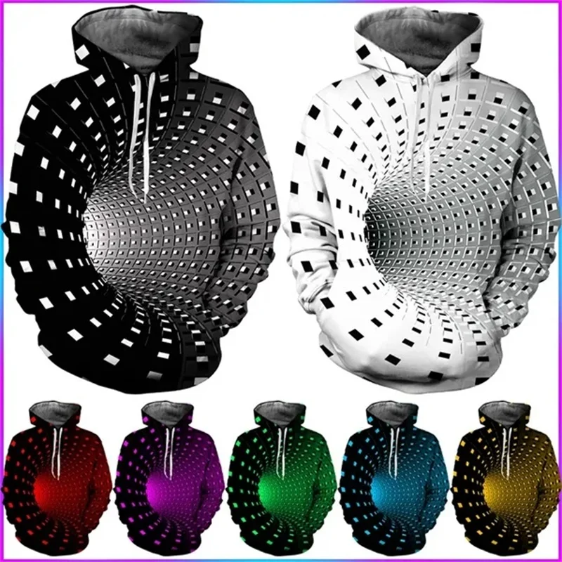 

Black And White Vertigo Hypnotic 3D Printing Y2K New Hoodies Unisxe Funny Menwomen Casual Graphic Hoodie Streetwear Male Tops