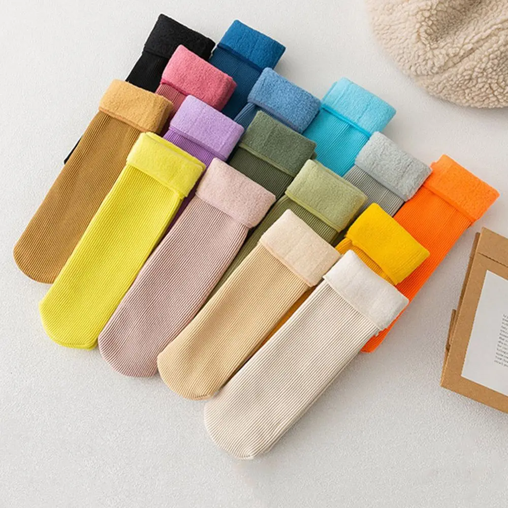 2 Pairs Seamless Free Size Snow Boots Casual Children Sleeping Warm Hosiery Velvet Snow Socks Home Floor Socks