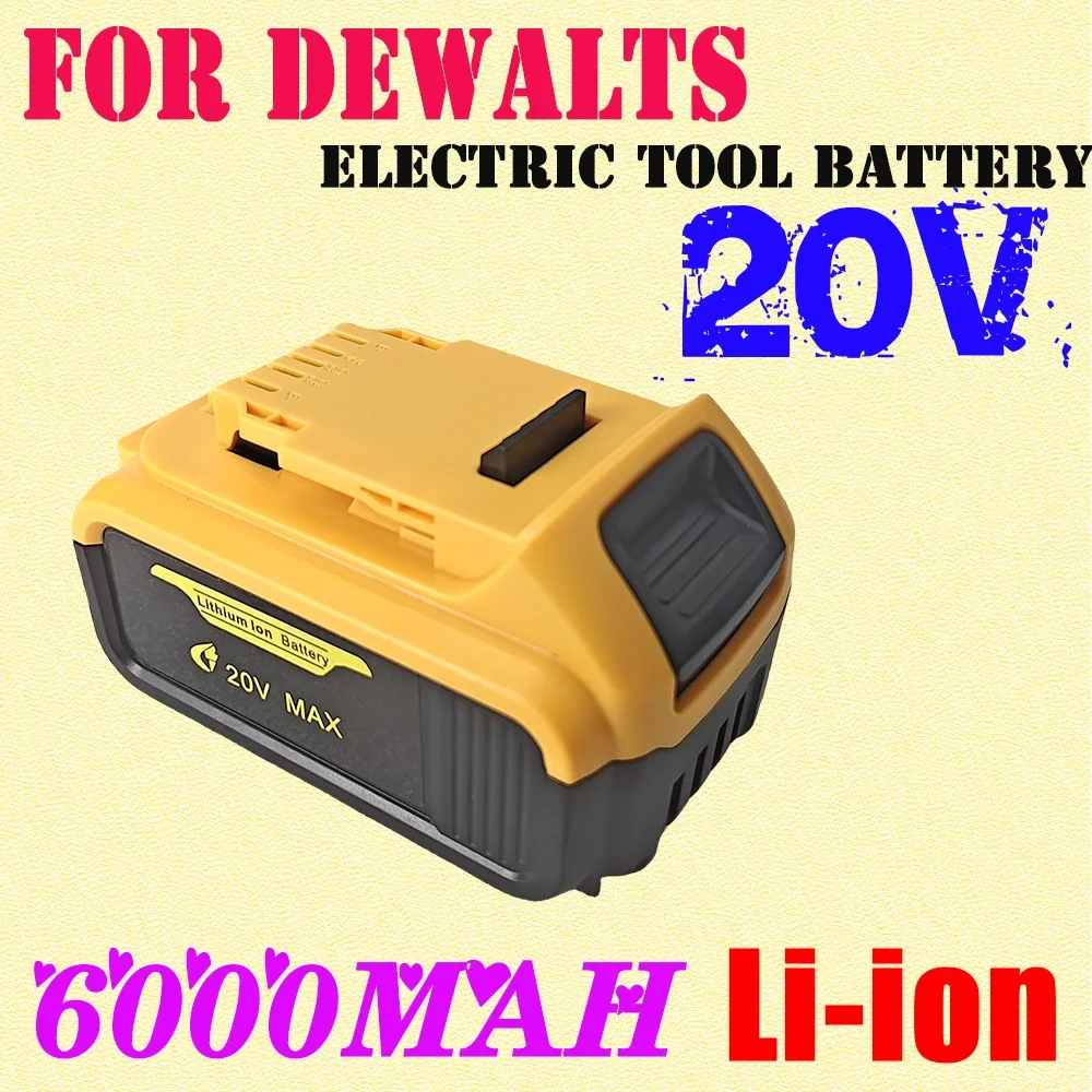 

100% Original For DeWalt 20V 6000mAh Rechargeable Power Tools Battery with LED Li-ion Replacement DCB205 DCB204-2 20V DCB206