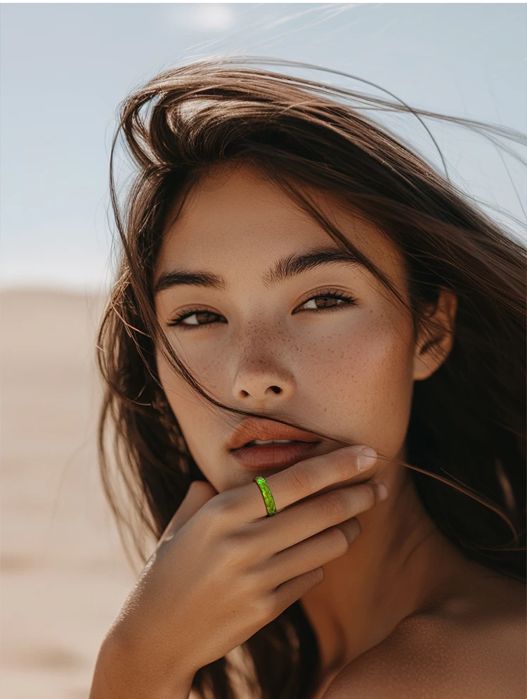 JEWELLWANG Laborgezüchteter grüner Saphirring, massiver, schlichter Ring mit geschlossenem Band, Ring mit einem Edelstein, Geschenk für Damen, Herren, Unisex, für den täglichen Gebrauch – Detail 13