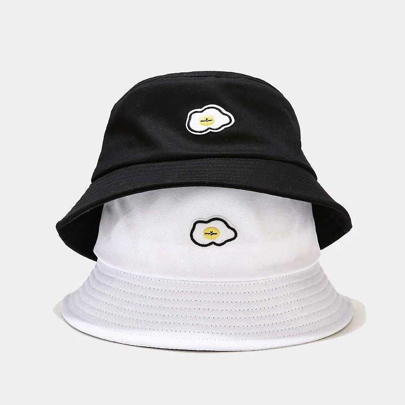 Cute Fried Egg Print Bucket Hat For Women Men, Casual Cloud Shape Embroidery Fisherman Cap, Sweet Daily Sun Hat For Teens