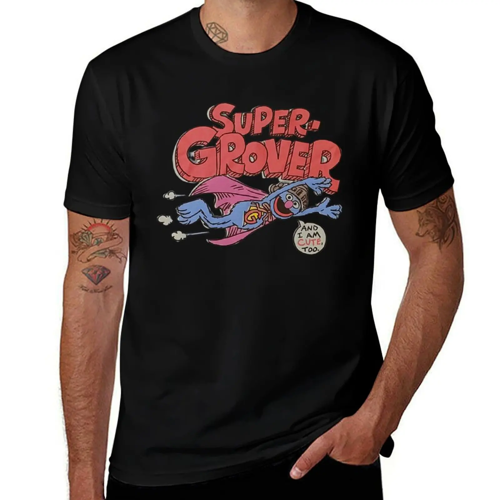 

Super Grover And I'm Cute Too T-Shirt Soft Cotton Print T-Shirt