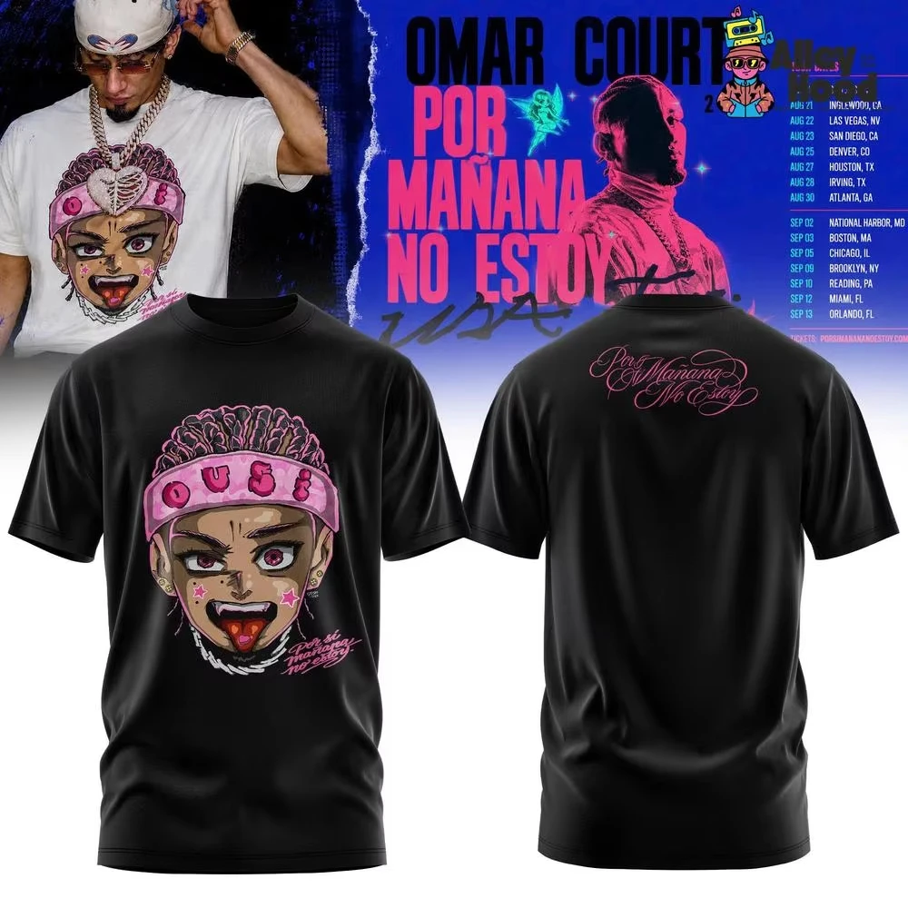 Por Mañana No Estoy Omar Courtz T-shirt Double Sided Print Unisex Oversized Cotton Short Sleeve Reggaeton Fan Tee Casual Tops