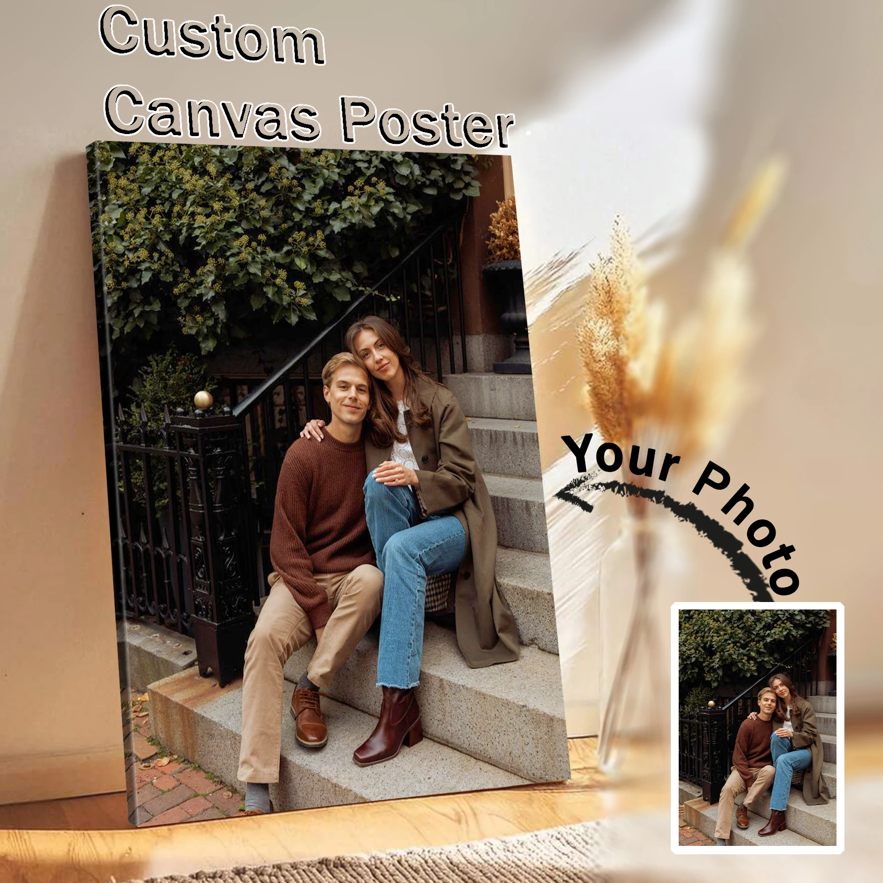 1Pc Customized all size canvas poster WITH DIY FRAME OR ONLY