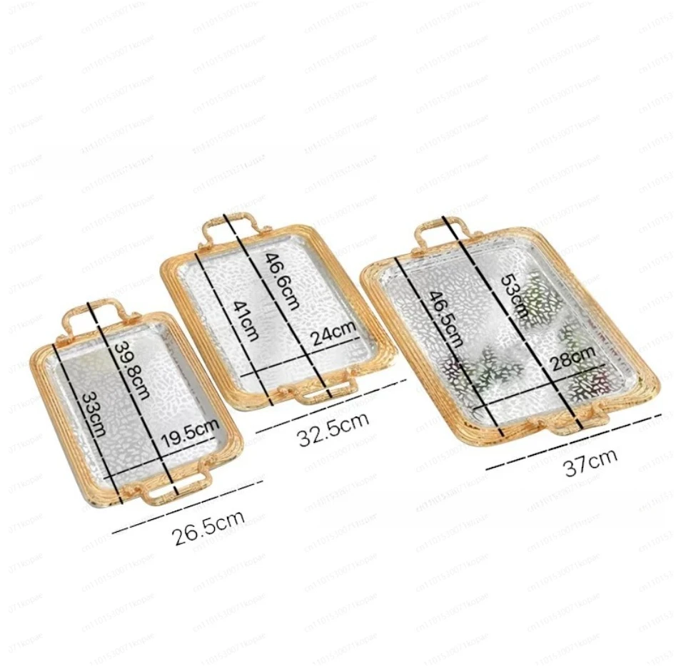 

Роскошный металлический сервировочный поднос большого размера, позолоченный элегантный поднос для фруктов и набор столовых приборов