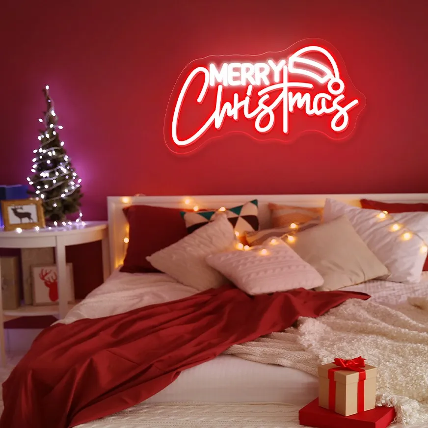 Merry Christmas Neon Led Sign Christmas Decoration Indoor Neon Lights New Year Christmas Night Lignts Bedroom Party Bar Decor