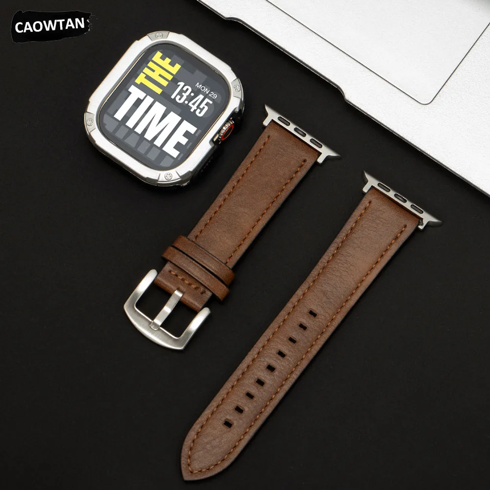 Lederarmband+Hülle Kompatibel mit Apple Watch Ultra 3 2 49mm für iWatch Series 11 10 42mm 46mm 9 8 7 41/45mm 6 5 4 SE3 40/44mm