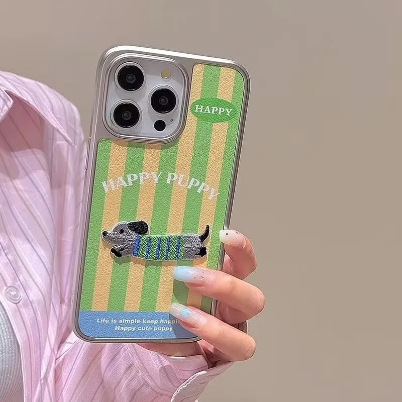 Case Compatible for IPhone 7Plus 13 12 15 11 14 16 Pro Max XR X XS Max 16 15 7 8 Plus Cartoon Creative Dachshund Cute Puppy Case
