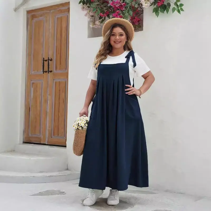 صيف جديد حجم كبير المرأة Faion اللون حزام الدكتور Ele Long Sve ماكسي Dr البوليستر النسيج المطبوعة Dr #2