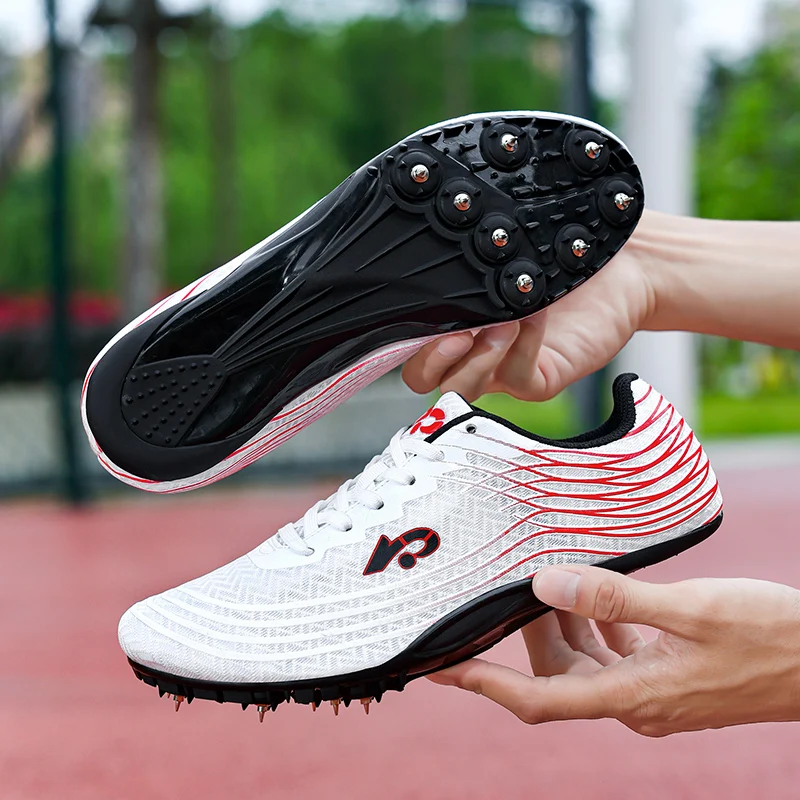 2025 New Men Women Track and Field Shoes Non Slip Spiked Running Shoes Comfortable Outdoor Sneakers Low Top Track Training Shoes