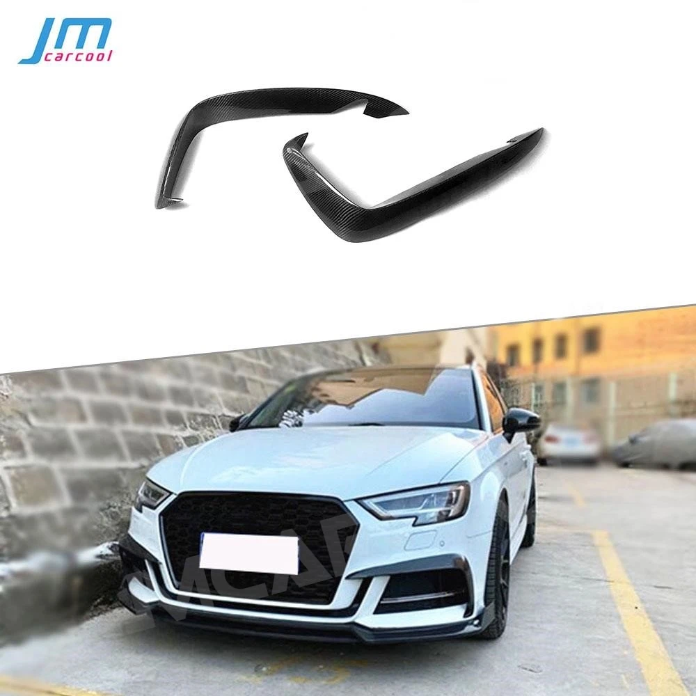 

JMCARCOOL Carbon Fiber Car Front Fog Light Bumper Splitter Fins Body Kits For Audi S3 A3 Sline Sedan 2017-2019 Accessories