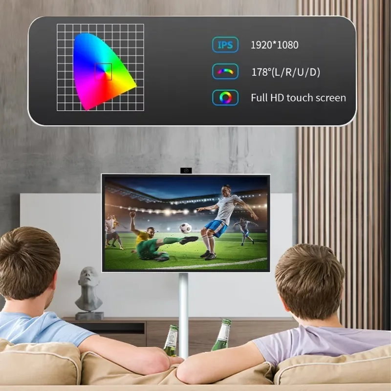 Mobile 27 Inch Smart TV Companion 1080P IPS Display 8MP Recording BT5.0 Android 13 Smart Home Control Solution Portable TV Stand
