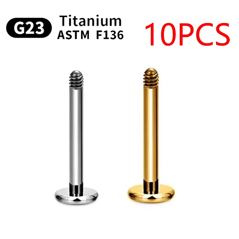 10 pièces G23 titane ASTM F136 fil externe tige Piercing labret boucles d'oreilles en gros oreille lèvres nez Piercing bijoux
