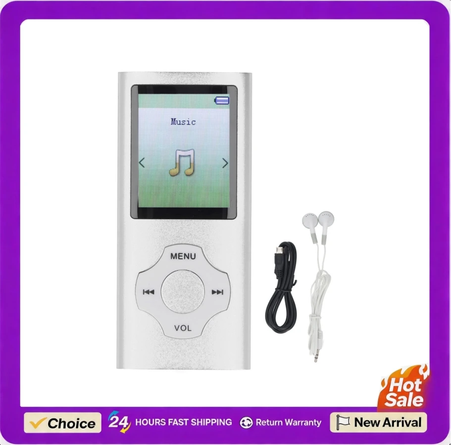 Portable MP3 MP4 Player HiFi Sound 1.8in Color Screen 128GB Expandable Portable Video Music Player Electronic Book Voice Record
