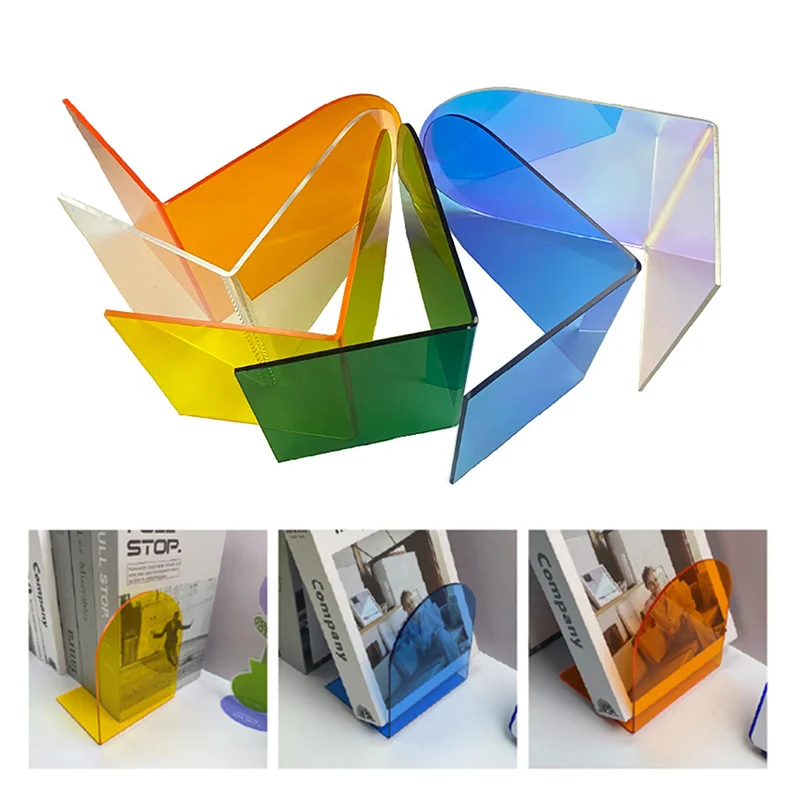 2Pcs Clear Acrylic Bookends Non-Skid Book End For School Library And Desktop Organizer Acrylic Book Ends For Book Shelves