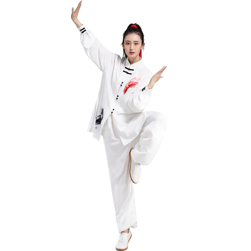 USHINE Chinese KungFu Uniform Traditional Flower Koi Print WuShu TaiChi KungFu Uniform Outdoor Walking Tai Chi Exercise Practice - Image 6