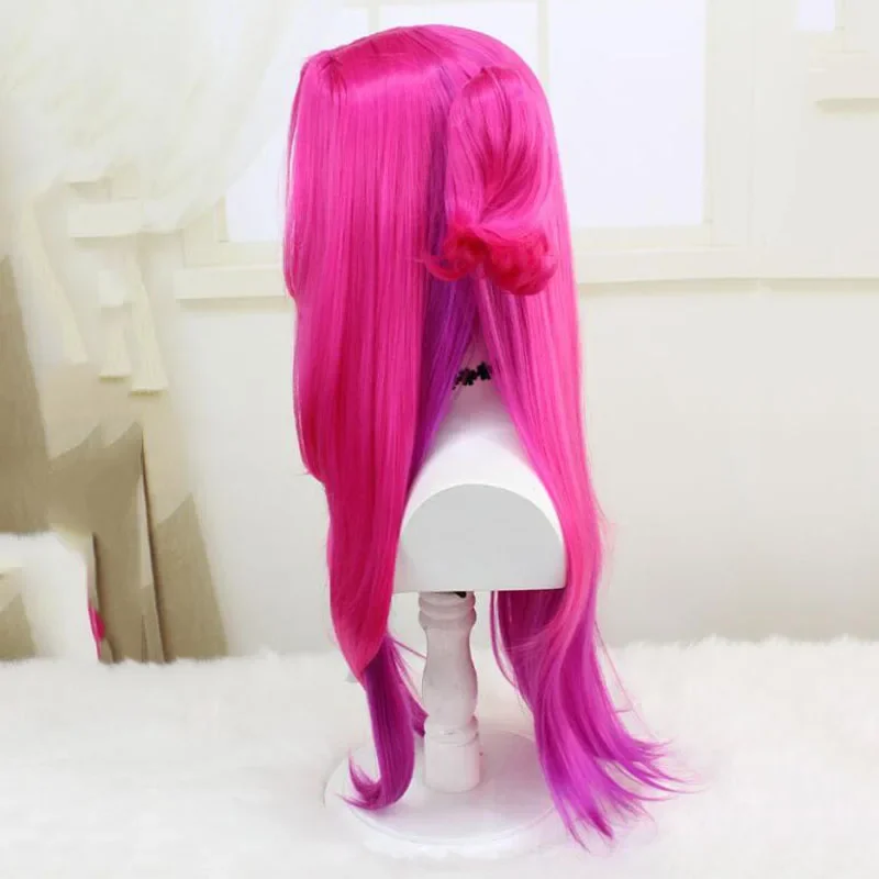 วิกคอสเพลย์ Alune เหล็กหัวใจสำหรับผู้หญิงผู้ใหญ่หางม้าสีชมพูยาวทนความร้อนวิกผมปลอมปาร์ตี้ฮาโลวีนเครื่องประดับแต่งกาย