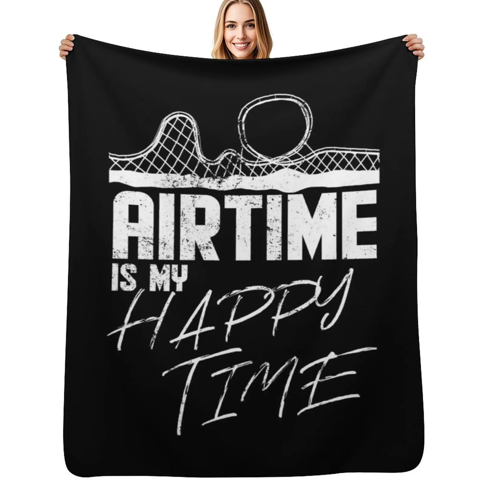 Airtime is my happy time I funny rollercoaster enthusiast design Throw Blanket Shaggy Furry Soft Blanket for Bedroom Living Room