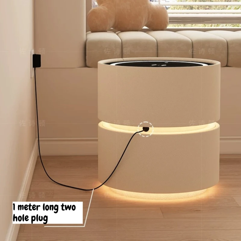 Round Smart Nightstand Home With Wireless Charging Light Modern Wooden Bedside Table With Storage Drawer For Bedroom Furniture - view 4