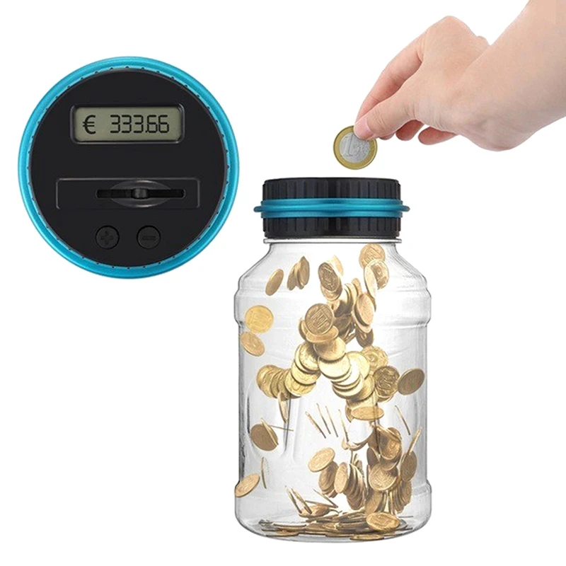 الرقمية LCD العد عملة صندوق توفير المال جرة سعة كبيرة ل USD اليورو GBP المال العد الإلكتروني حصالة على شكل حيوان
