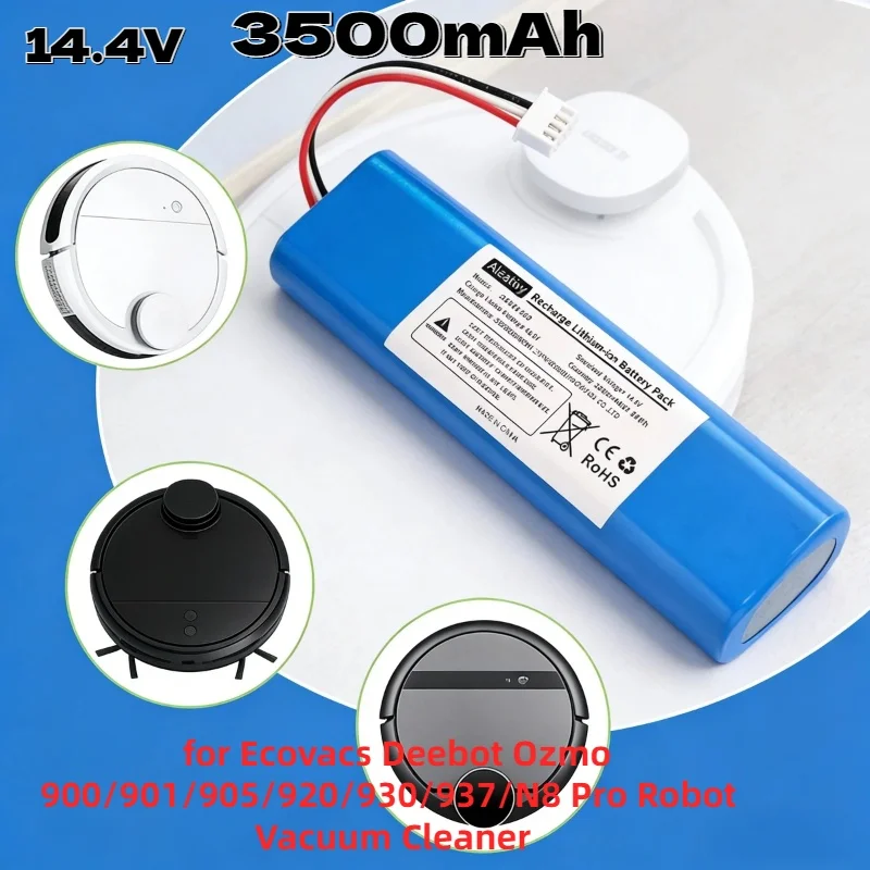 14.4V High-Capacity 2600mAh Li-ION Battery –Spare Replacement for Ecovacs Deebot Ozmo 900 Series & N8 Pro Robot Vacuum Reliable