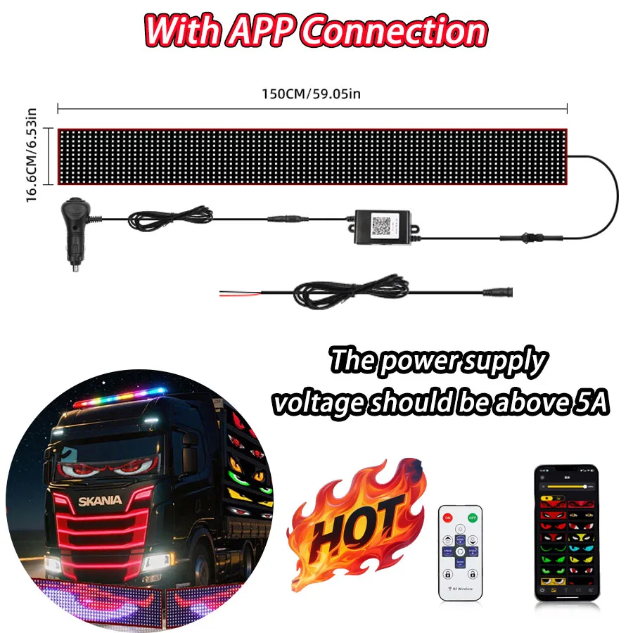 LED Truck Auto Devil Eye LED Pixel Paneel Licht Auto voorruit Truck Eye Voor Board Voorruit 12V Auto Graffiti scrollende vrachtwagen lig
